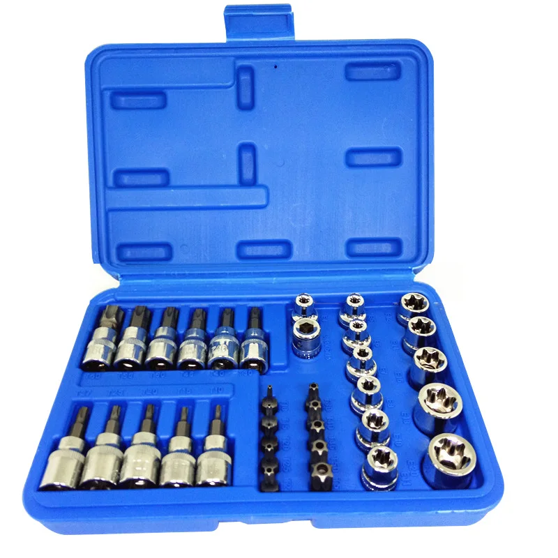 

Torx Star Sockets And Bit Set Female E-torx Security Bits 3/8 Drive Bit Socket Set