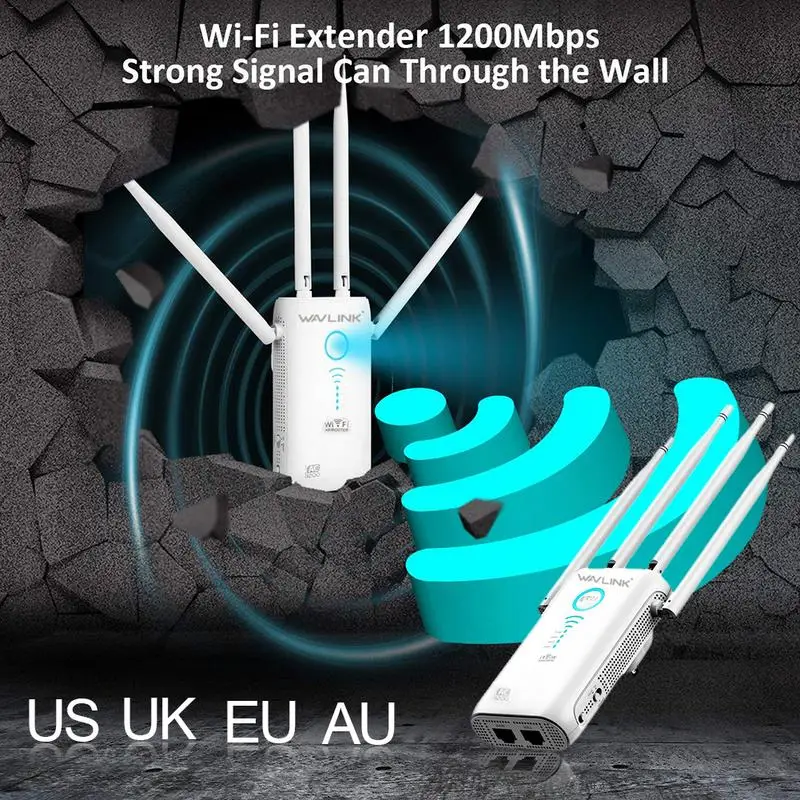 

11ac Gigabit AP/Router WiFi Range Extender 1200Mbps Wifi Booster Signal Extenders 4 External Antennas Dual External Band