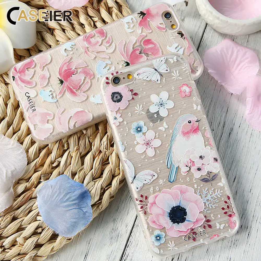 Чехол CASEIER Flowers для iPhone 6 6s 7 8 Plus 5 5S SE X чехол с рисунком мягкий TPU Samsung Galaxy S6 S7 Edge S8 |