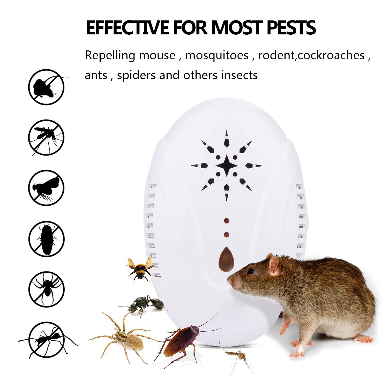 

New Ultrasonic Insect Repellent US Plug 13.3X6.4X8.7cm Anti Mosquito For Home ABS Mosquito Killer Lamp For Garden