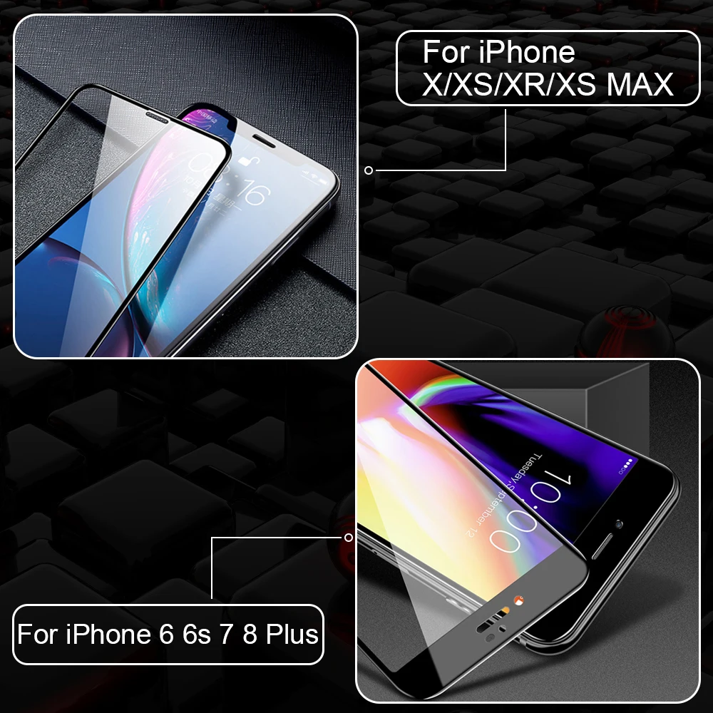 Закаленное стекло Hisomone 5D для iPhone Xs Max Xr защита экрана полное покрытие Защитное 7 8 6