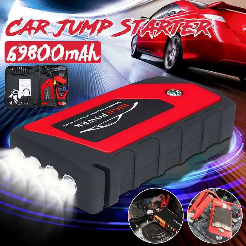 Tanie KROAK 69800mAh 12V urządzenie do uruchamiania awaryjnego samochodu awaryjne urządzenie rozruchowe 4USB światła LED mobilny powerbank samochód ładowarka Booster