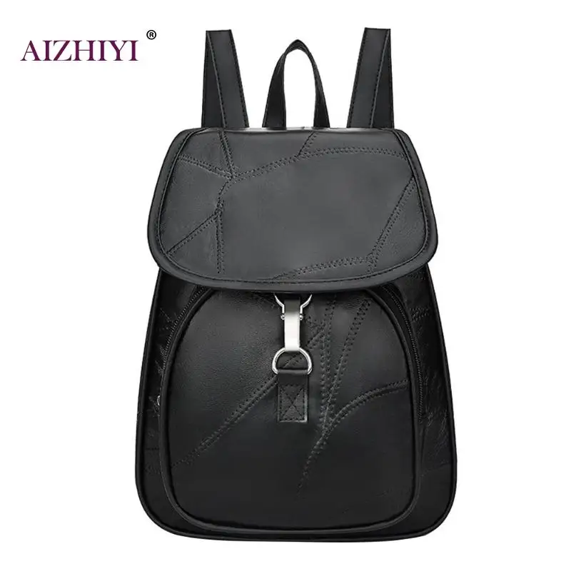 Casual Women Backpack Teenage Girls PU Casual Black School Bag Preppy Style Leather Girl Shoulder Travel Bags 2019 New Fashion