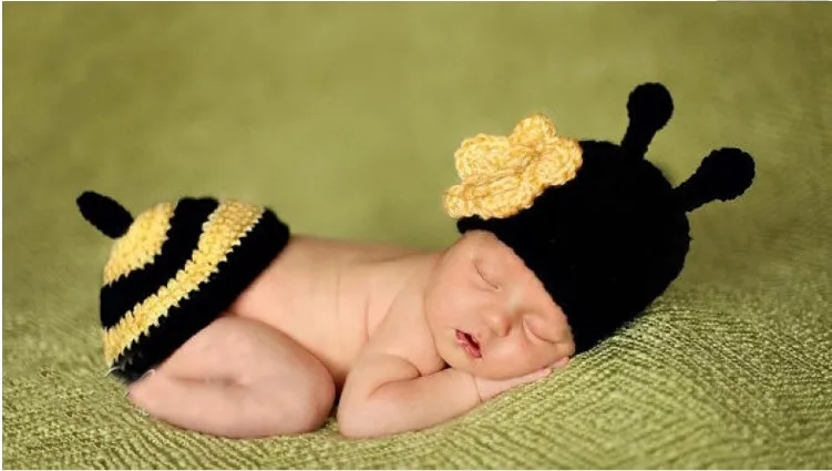 Рождество 1 компл. Одежда для девочек ручной работы пчелки цветок Детский комплект шерстяной пряжи фон для фотосъемки новорожденных одежда