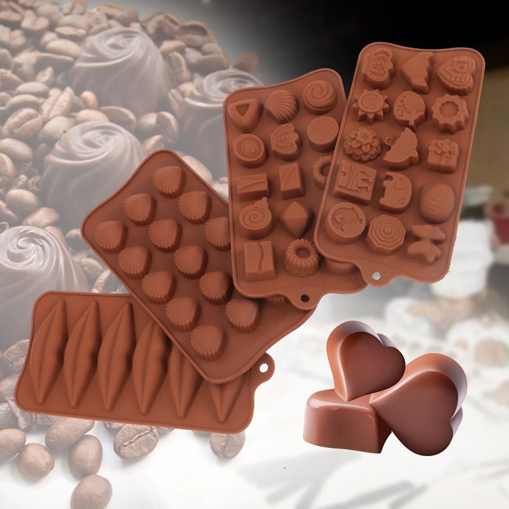 

Cake Fondant Jelly Biscuit Mold Chocolate Candy Sugar Mold Bakeware Various shapes Silicone 3D Chocolate Baking Tools DIY