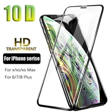 10D полная клейкая Обложка из закаленного стекла для iPhone XS Max XR Защитная пленка для экрана для iPhone 6 7 8 Plus x s r sx