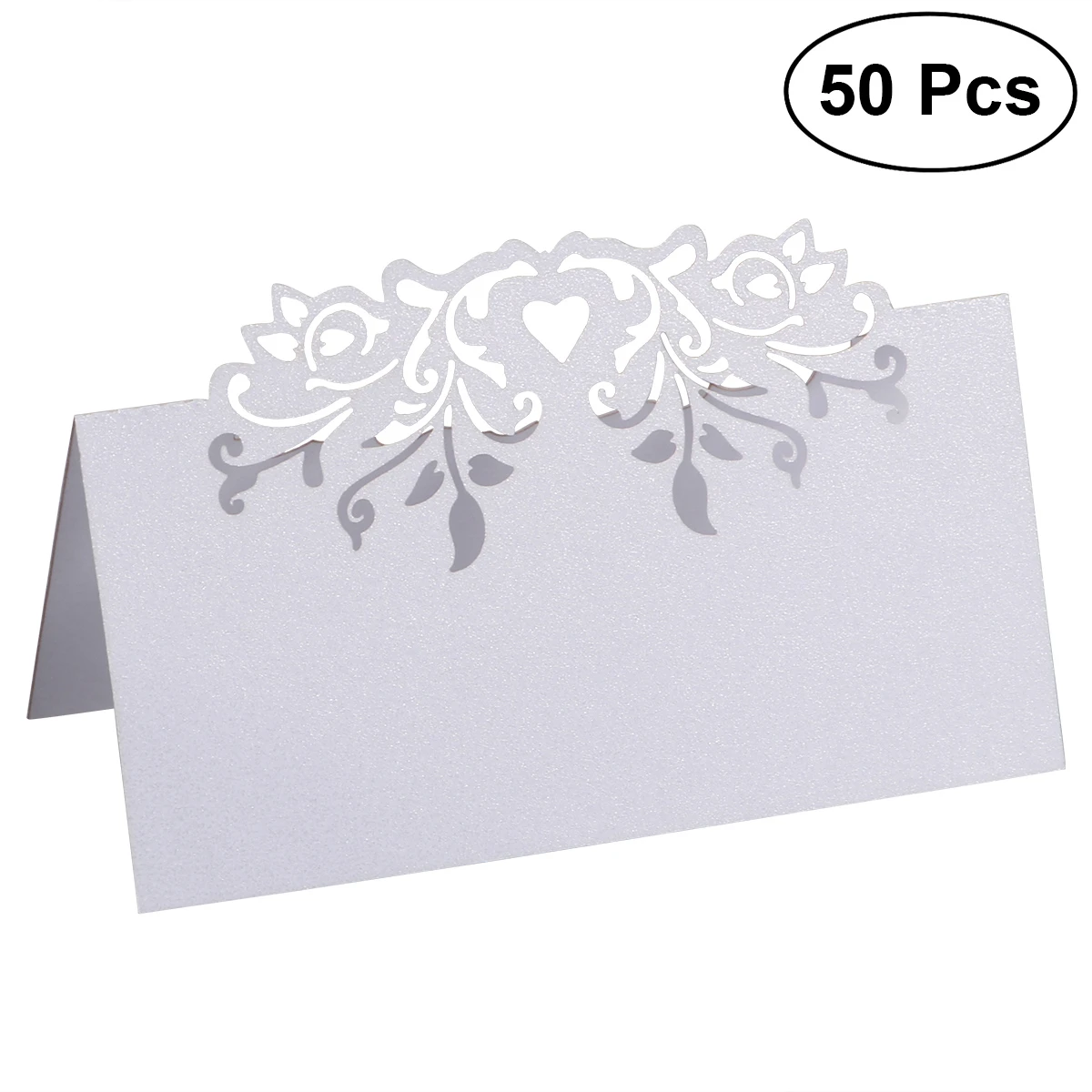 White 50PCS Hollow Floral Cut Name Place Card Table Decoration Small Tent Cards for Wedding Party 