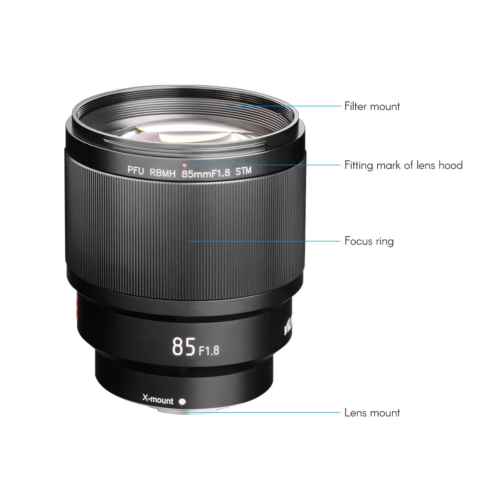 Lente Est/ándar de Montura Completa para C/ámaras Fuji X-Mount X-T3 X-T2 X-T30 X-T20 X-T10 X-T100 X-PRO2 X-E3 X-A20 X-A5 VILTROX 85mm F1.8 STM Lente de Retrato con Enfoque Autom/ático