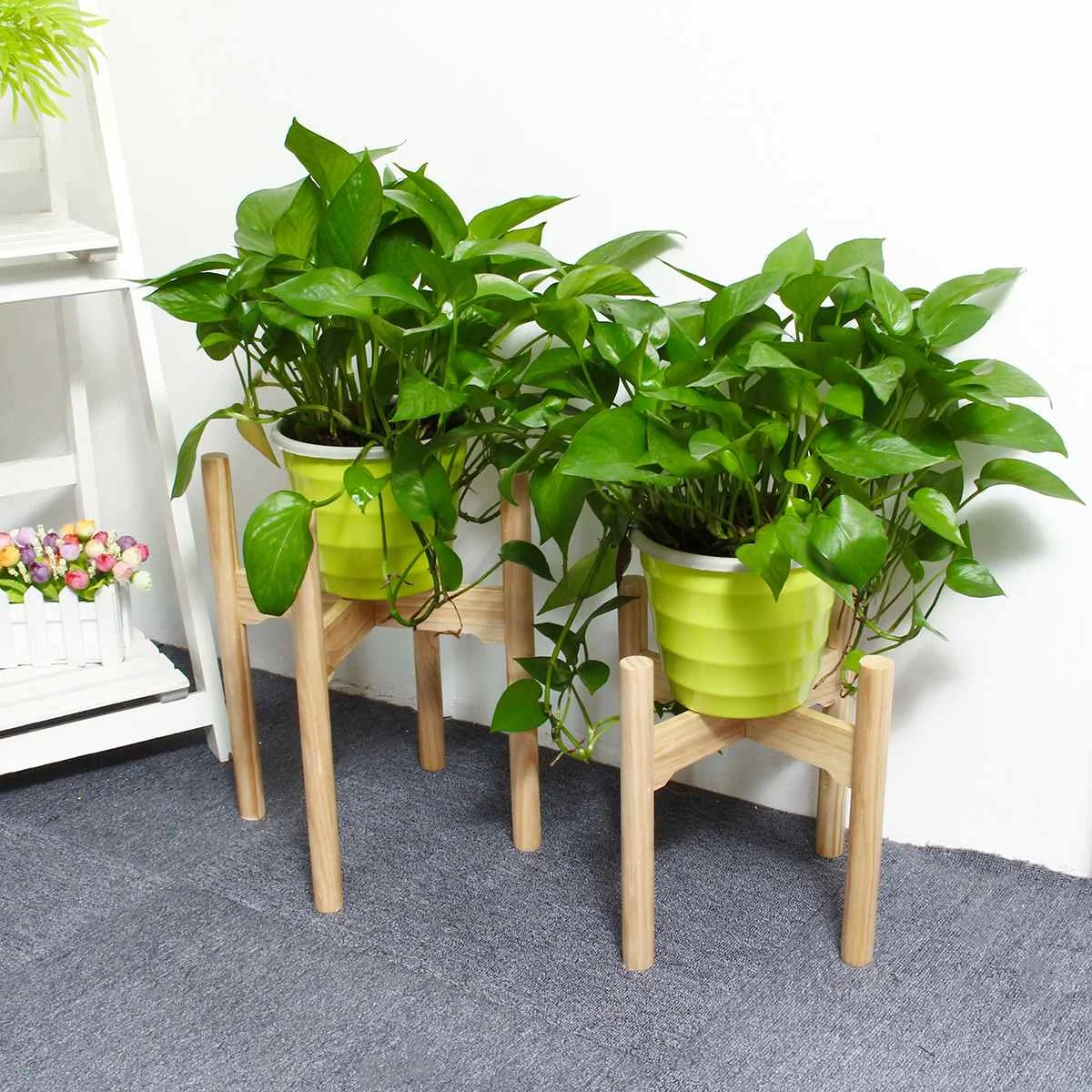 

Furniture New Plant Shelves Flower Garden Wooden Plant Stand Flower Pot Garden Rack Stand Flower Display Wood Shelf Storage Rack