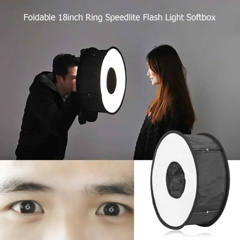 

Foldable 45cm/18inch Ring Speedlite Flash Light Softbox Diffuser Reflector For Canon Nikon Macro Shoot Portrait Photography