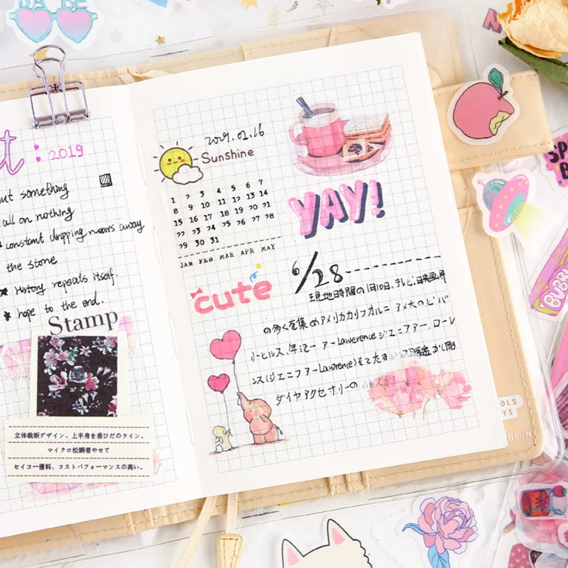 40 шт./упак. милые наклейки Kawaii канцелярские Новинка животные цветок клей для