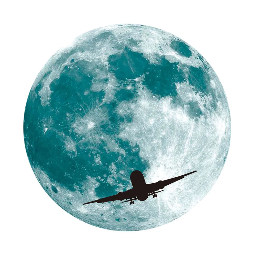 30Cm 3D Luminous Moon Bedroom Wall Sticker Green Fluorescent In Moon