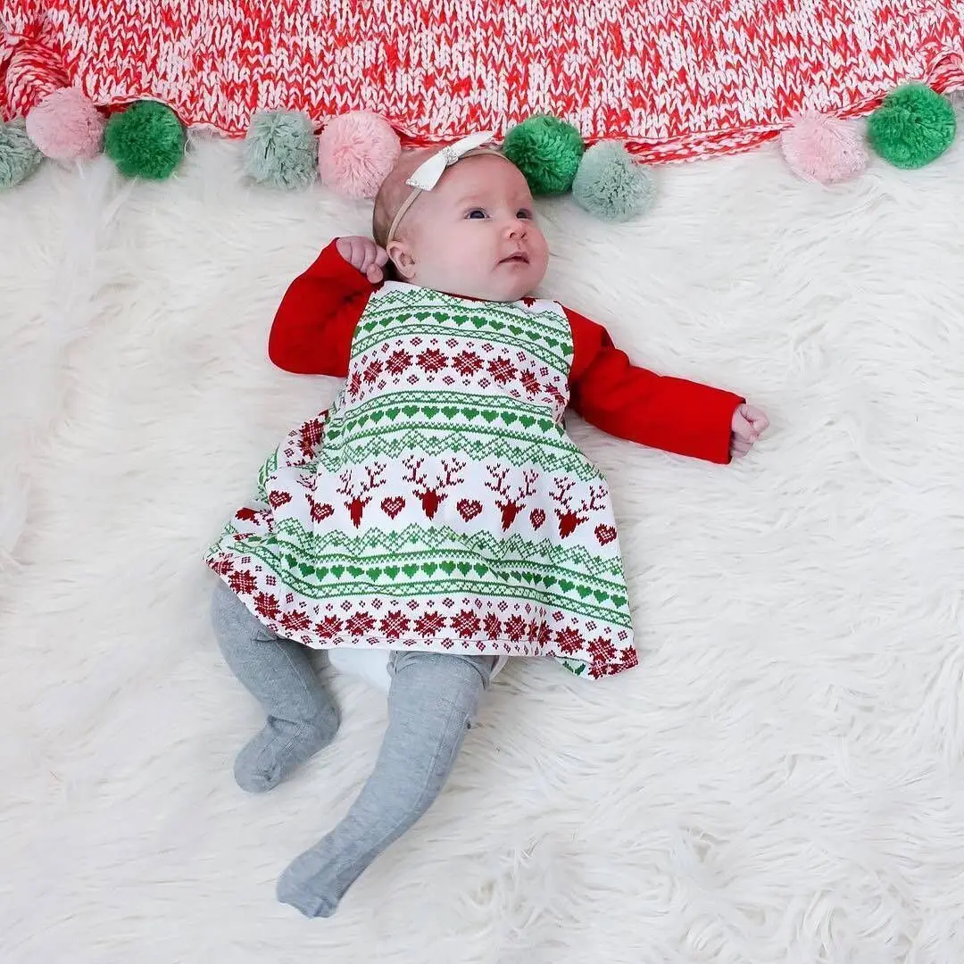 

Toddler Girl Long Sleeve T Shirt Top and Tunic Top Set Dress 2 pieces Baby Girl Christmas Clothing