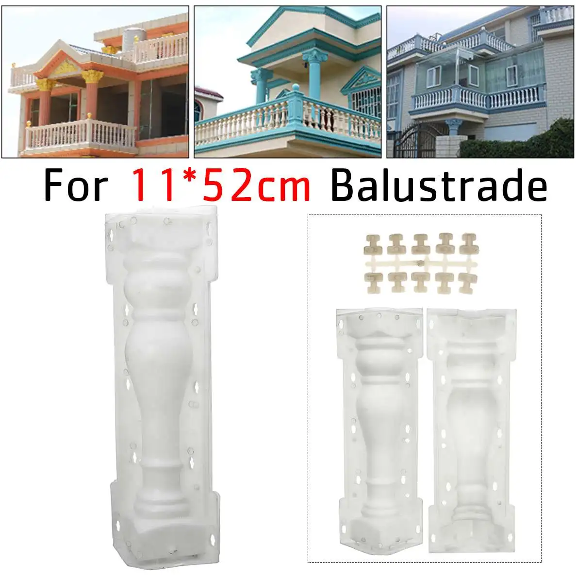 

2Pcs 55cm Paving Mold Fence Mold Garden Roman Column Concrete Mould Balcony Stair Cement Railing Plastic Mold Building Tool