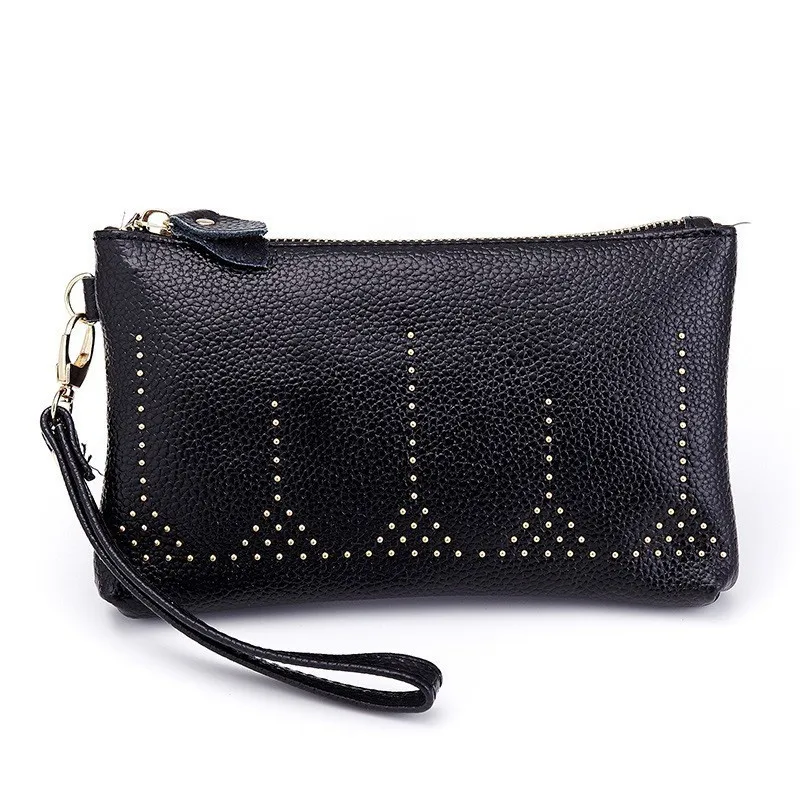 

Soft Genuine Leather wallet Women Clutch Bags coin wallet Real Cowhide Purse Organizer Evening Party Handbags pbone pocket