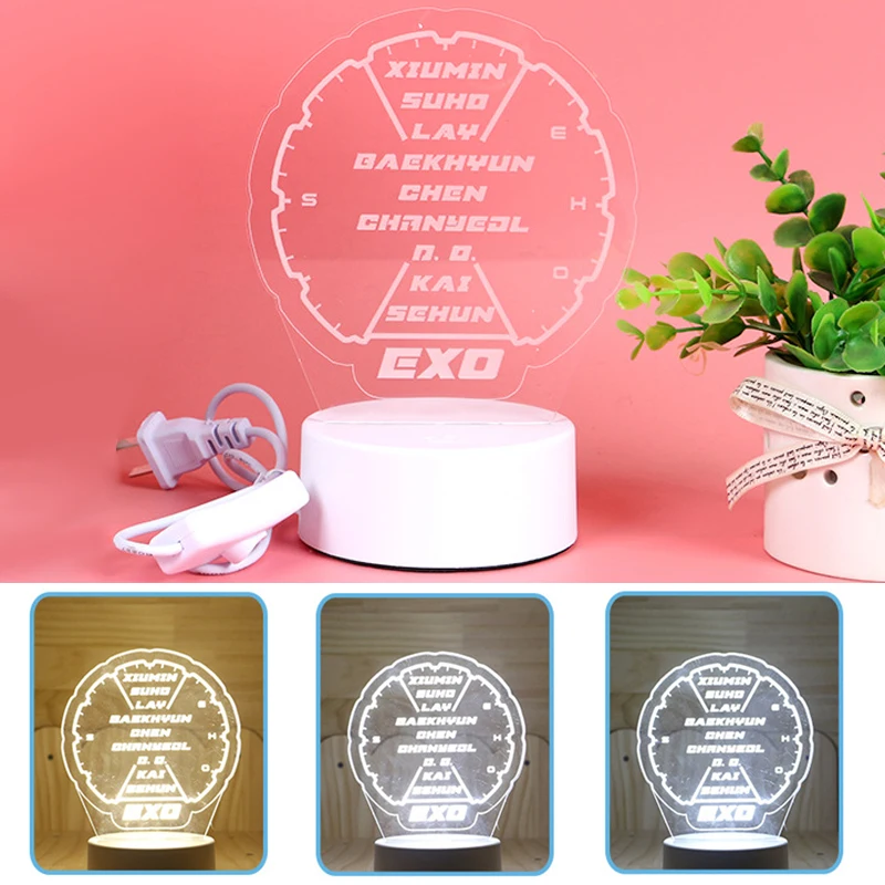 

2019 SGDOLL KPOP EXO TEMPO Table lamp Light Stick LED 3 Color Flash Changing Night Light Bedside Lamp Lightstick Luminous Toys