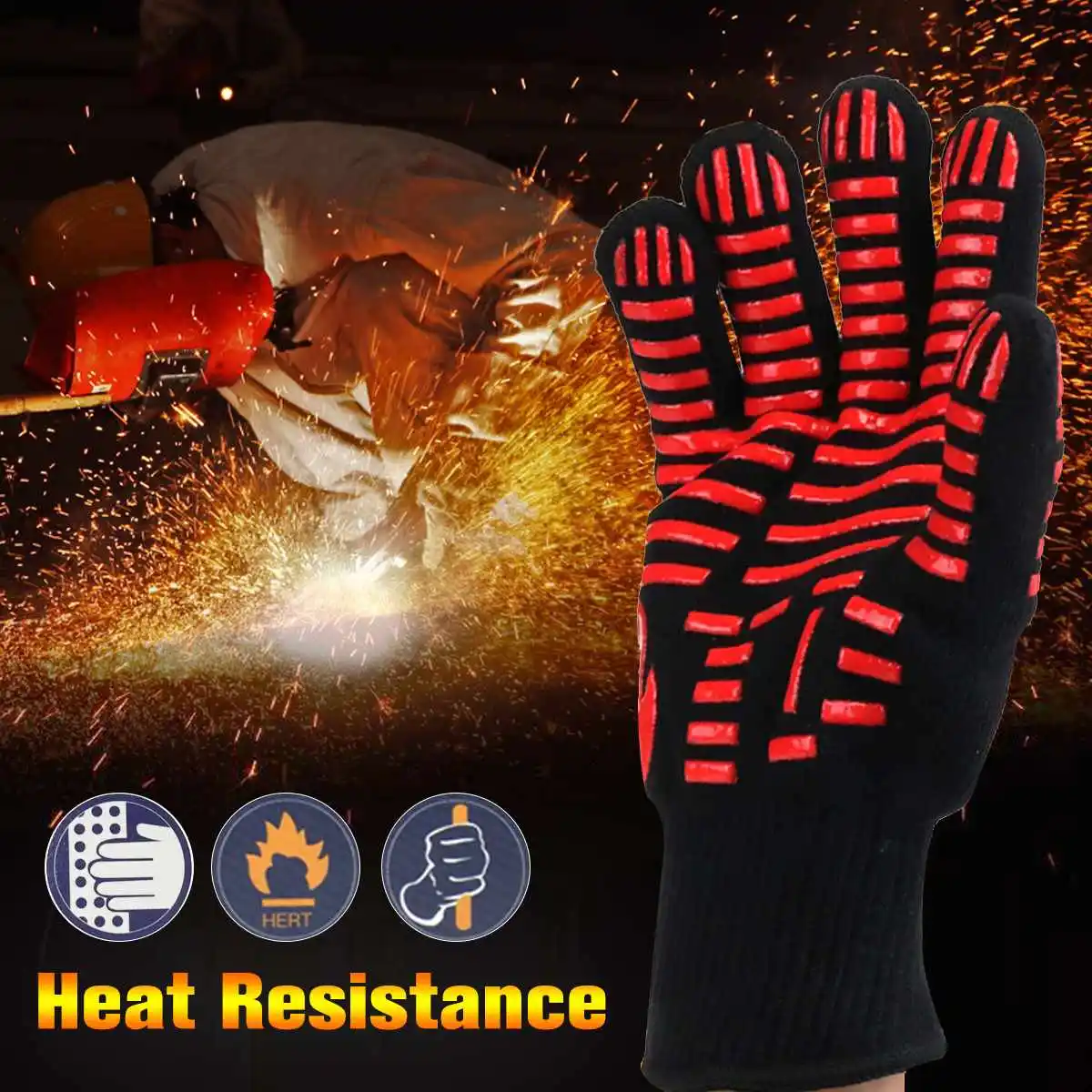 

1 Pcs/1 Pair Fires Insulation Safety Gloves Heat Resistant Glove Aramid BBQ Glove Oven Glove Direct Supply Forearm Protection