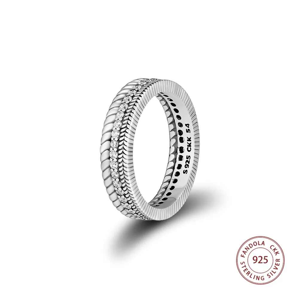 

CKK Cosmic Lines Ring 925 Sterling Silver Engagement Wedding Rings for women Silver 925 anillos mujer Fine Jewelry