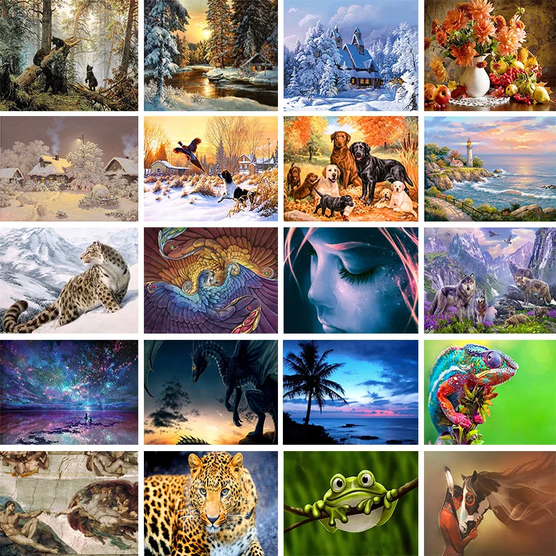 

20 Pattern 5D Home Animal landscape character Diamond Painting Cross Ctitch Kit Wall Sticker Mosaic Diamond Embroidery Painting