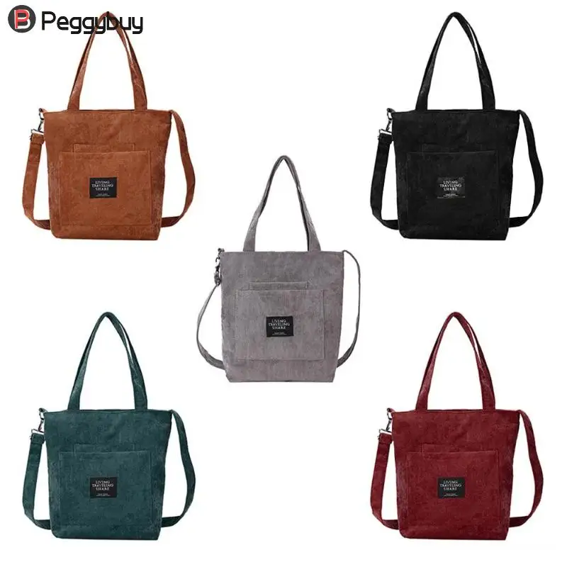 Vintage Large Corduroy Messenger Bag Tote Women Handbag Shoulder Crossbody Bags School bag-in ...