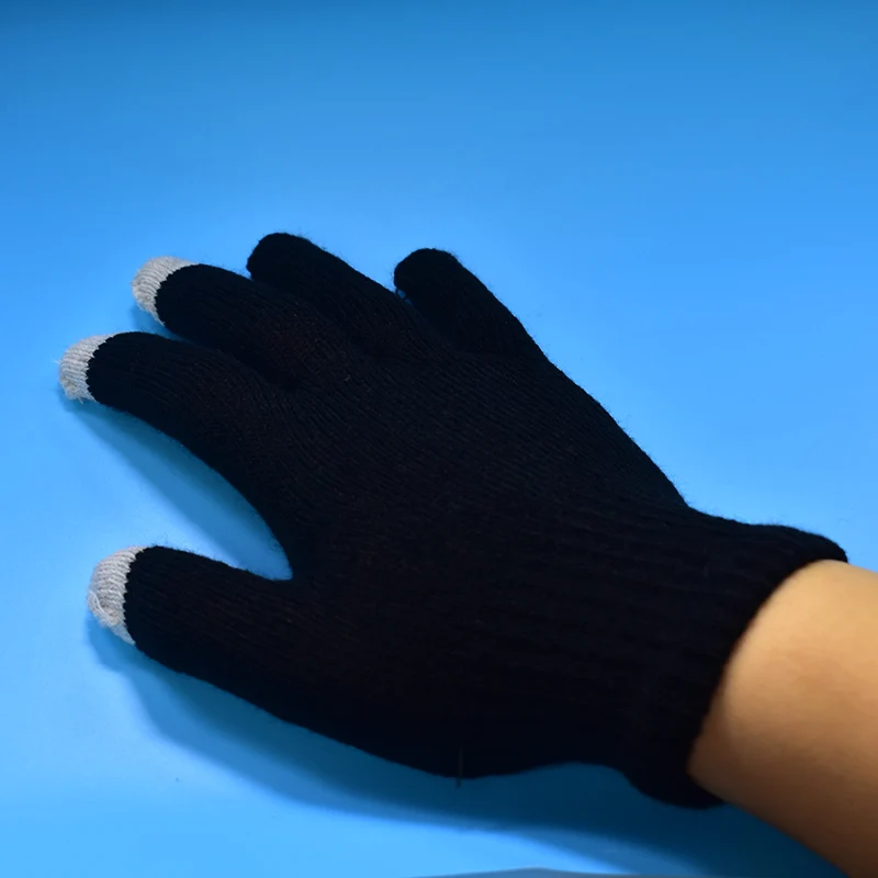 

Winter Men Safety Gloves Cashmere Gloves Casual Touch Screen Warm Knitted Mittens Solid Driving Working Gloves Free Size
