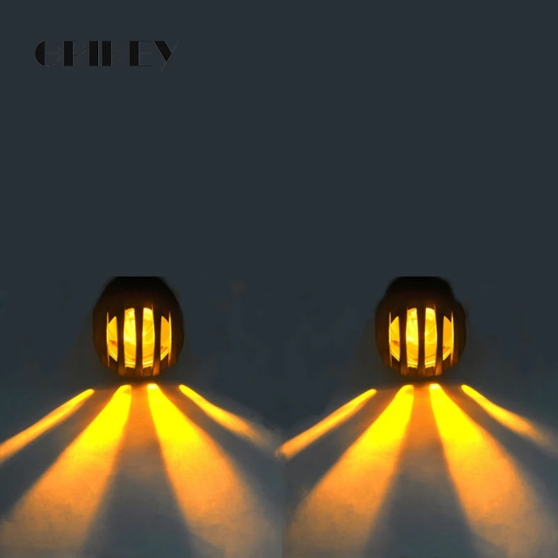 

2Pcs Retro Motorcycle Turn Lights Signal Indicator Mini Bullet Blinkers Lights For Chopper Bobber Honda Yellow/Red