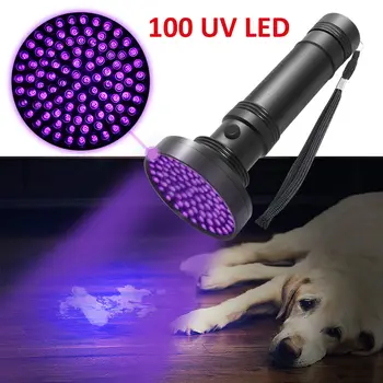 

100 LED UV Blacklight Flashlight Lamp Torch Inspection Light Outdoor Tactical Light Torch 5 Modes Zoom For Camping Riding Light