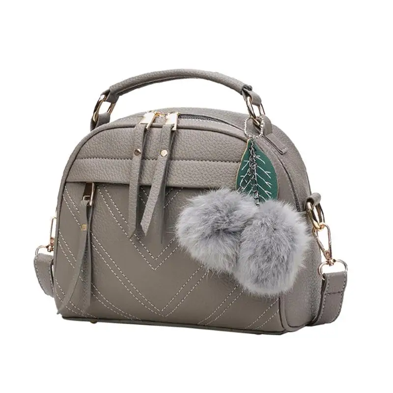 

Fashion PU Leather Handbag for Women Girls Messenger Bag with Ball Toy Bolsa 2019 New Female Shoulder Bags Ladies Party Handbags
