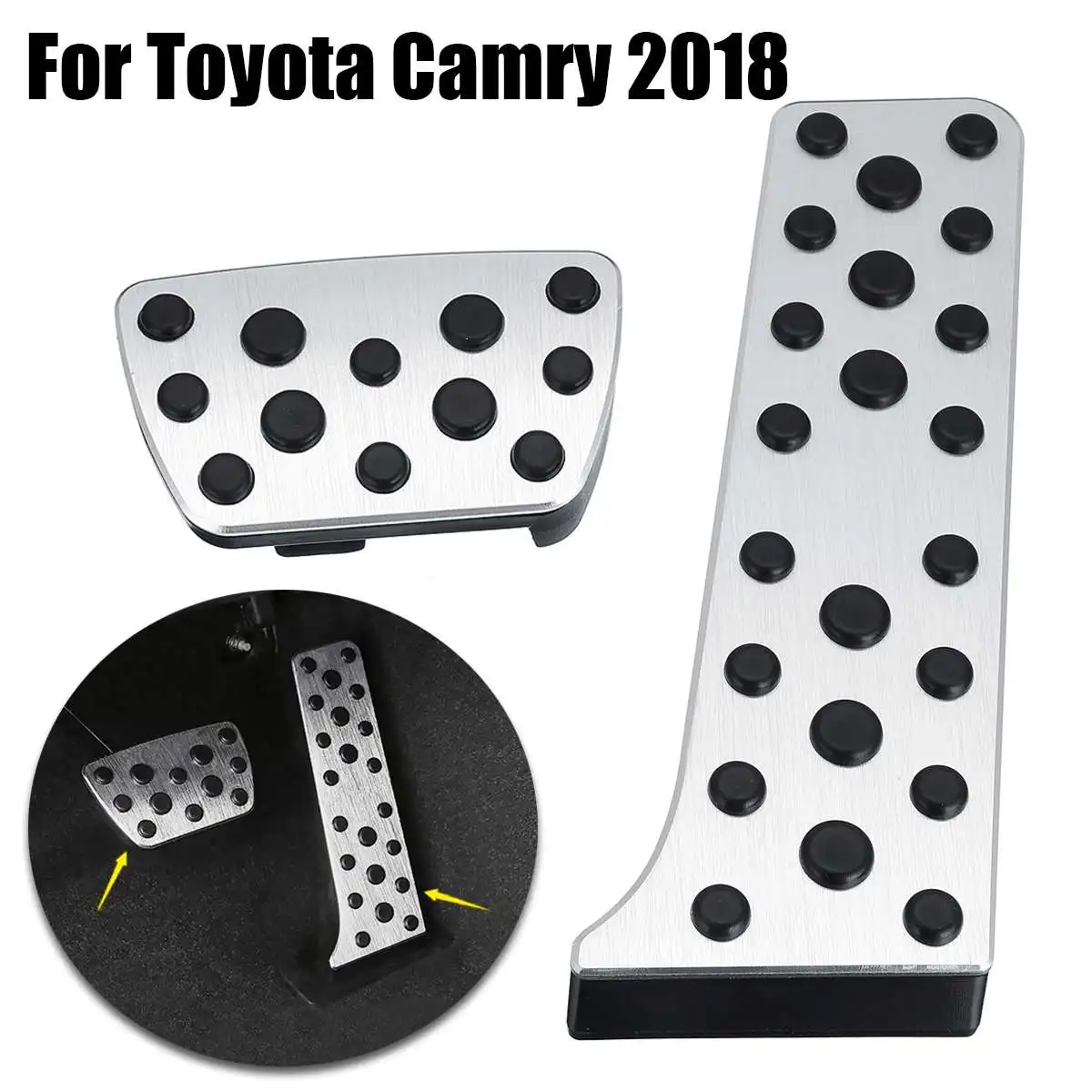 

Autoleader Pair Interior Accelerator Pedal trim for Toyota Camry 2018 Silver Black Pedal Cover Interior Parts Auto Replacement