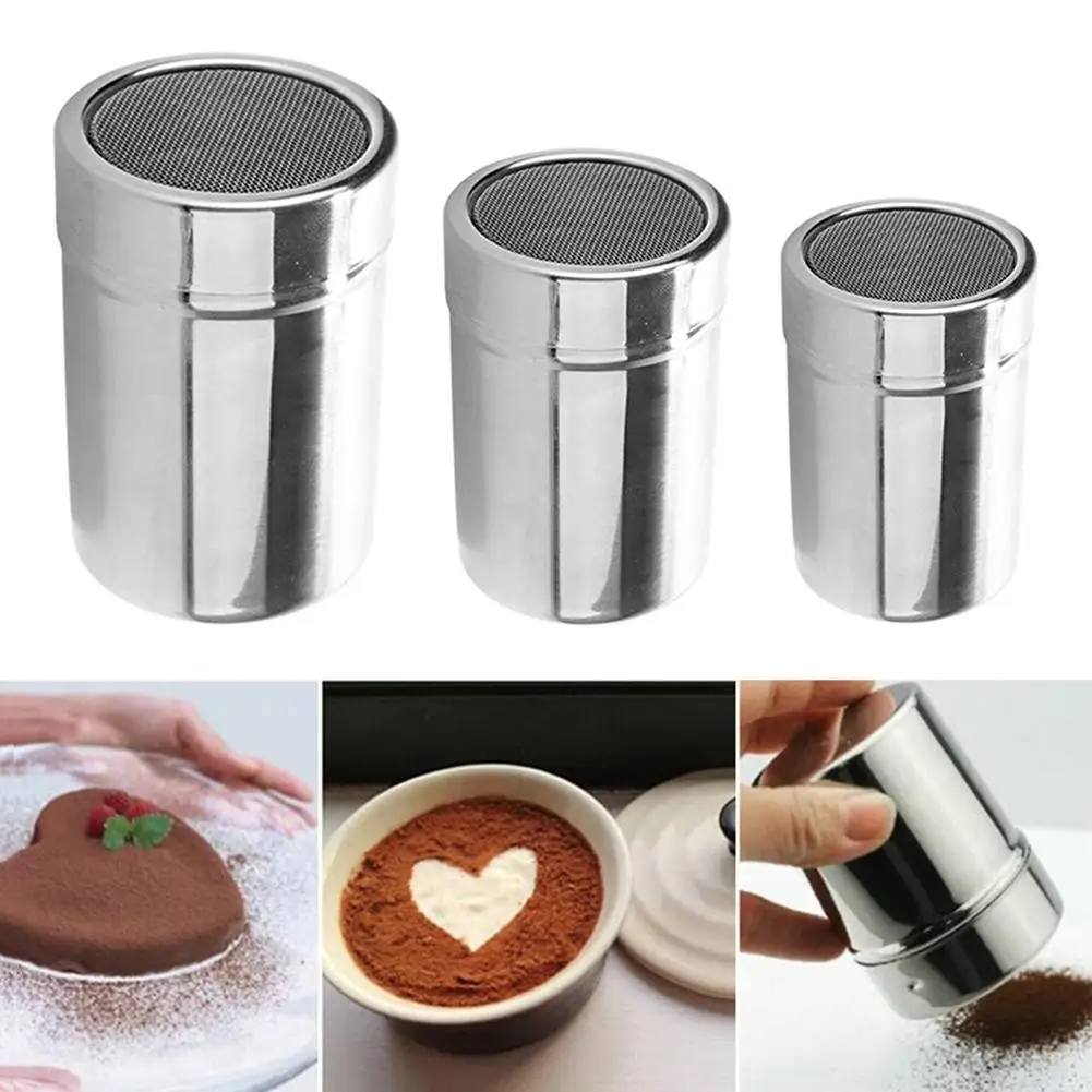 

Powder Sifter with Lid Stainless Steel Chocolate Shaker Fine Mesh Shaker Cinnamon Icing Sugar Cocoa Flour Baking Pastry Tools