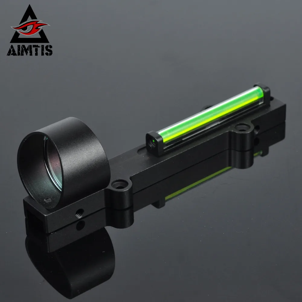 

AIMTIS 1X28 Green Circle Dot Rib Rail Fiber Sight Collimeter Light Condutor Reflex Sight Fit 11mm Rail Airsoft Shotgun