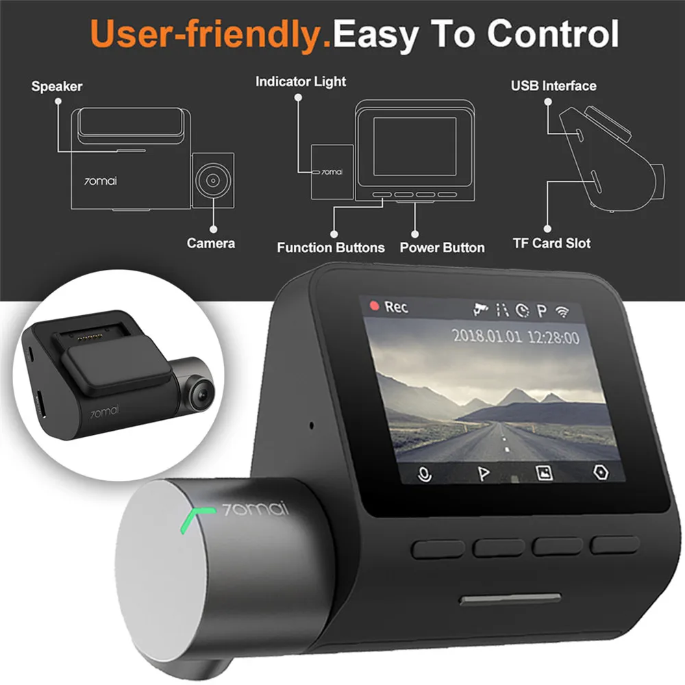 

XIAOMI 70mai Dash Cam Pro English Russian Version 1944P HD Car DVR Camera IMX335 Sensor 140 Degree FOV