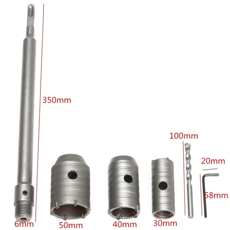 

6Pcs 30/40/50mm Carbide Tip Drill Bit Hole Plus Shank Opener Set Metal Equipment