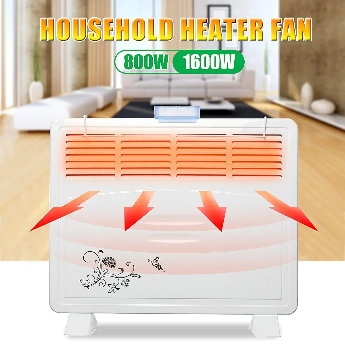 

1600W 220V Heater Wall Mounted/Standing Electric Heater Stove Radiator Warmer Household Room Heating Fan Machine for Winter