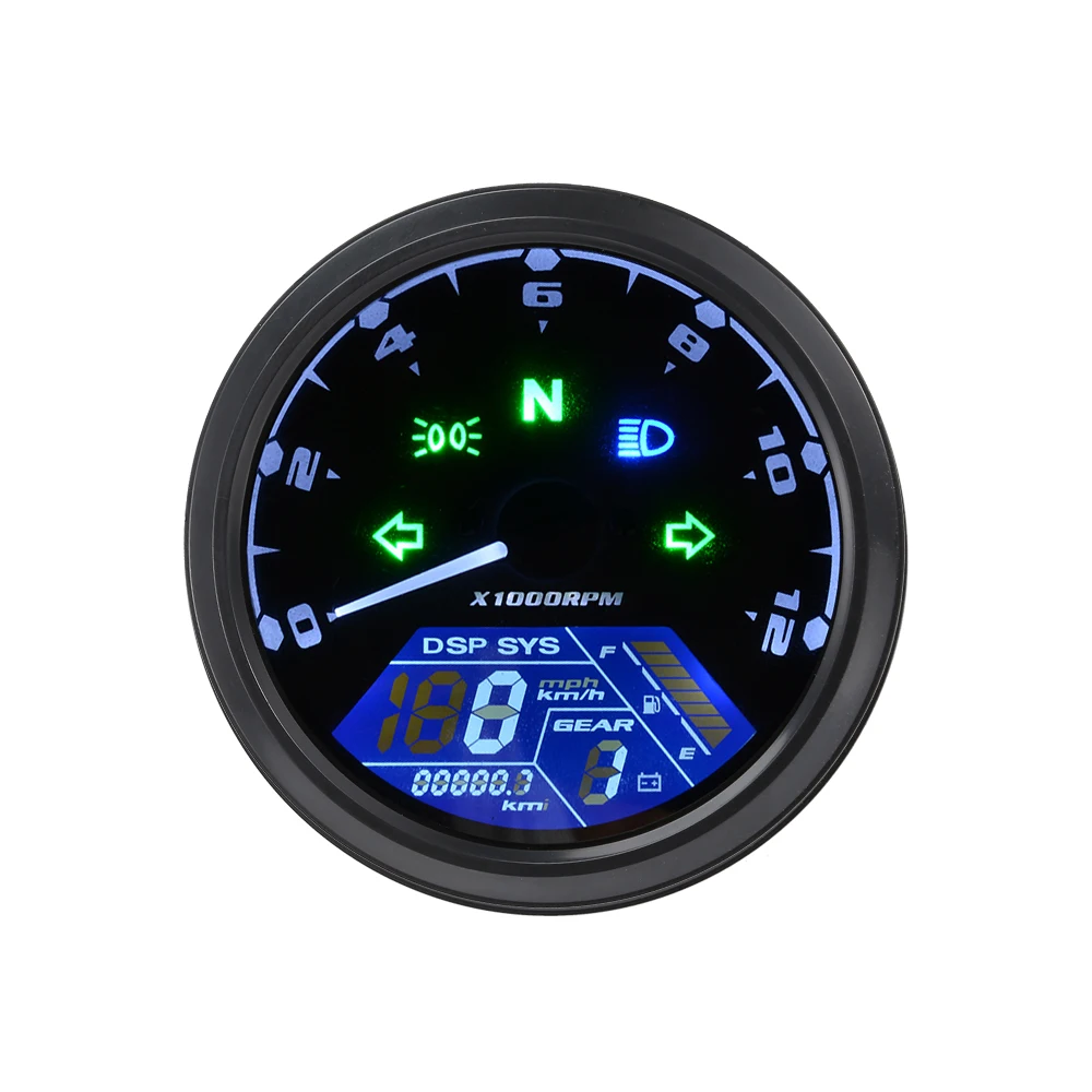 

Universal Digital Motorcycle LCD Screen Speedometer Odometer Tachometer
