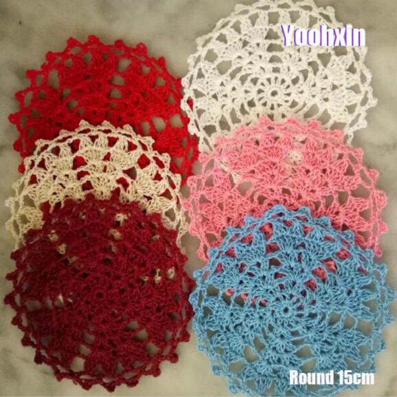 

Vintage Round Cotton Placemat Cup Coaster Mug Kitchen Christmas Pan Table Place Mat Cloth Lace Crochet Tea Coffee Doily Dish Pad