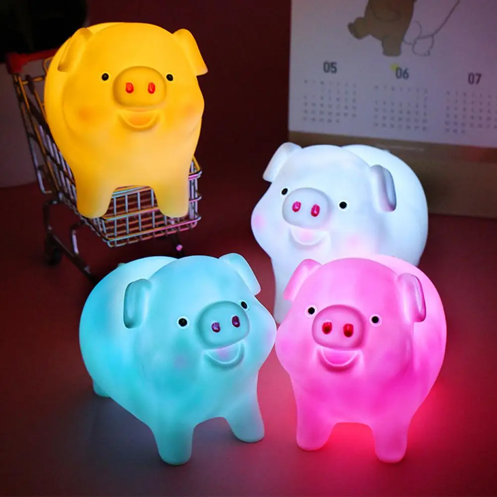 Cartoon Pig PVC Battery Powered LED Night Light Table