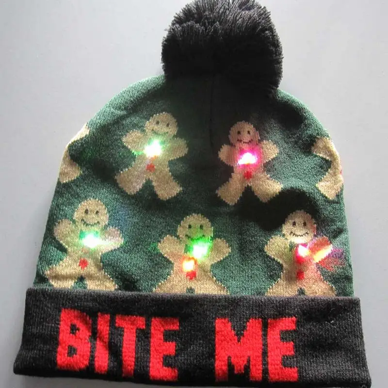 Светодиодный свет вязанная Рождественская шапочка красочные ослепительные огни вязаная шапка снеговик шаблон шляпа с светодиодный свет