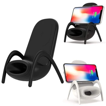 

10W QI Wireless Charger Fast Charging with Bluetooth Function -Mini Chair Wireless Charger Stand Holder for iPhone 8 XS/X/ XR/
