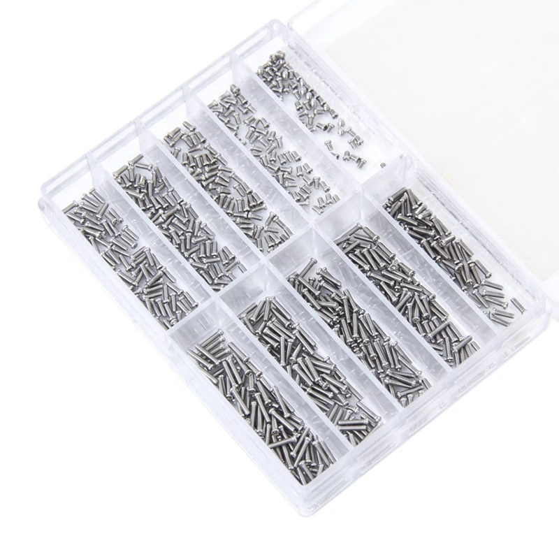 Appprox.1000pcs 10 размеров Dia 1 2 мм часы/Линзы для очков ремонт Винты Набор ремонта часов