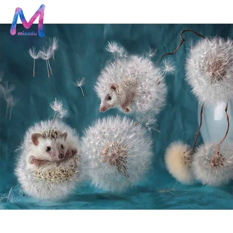 

5F DIY Diamond Embroidery Animals Lovely hedgehog Pattern Full Drill Mosaic Cross Stitch Rhinestone Home Decor Diamond Painting