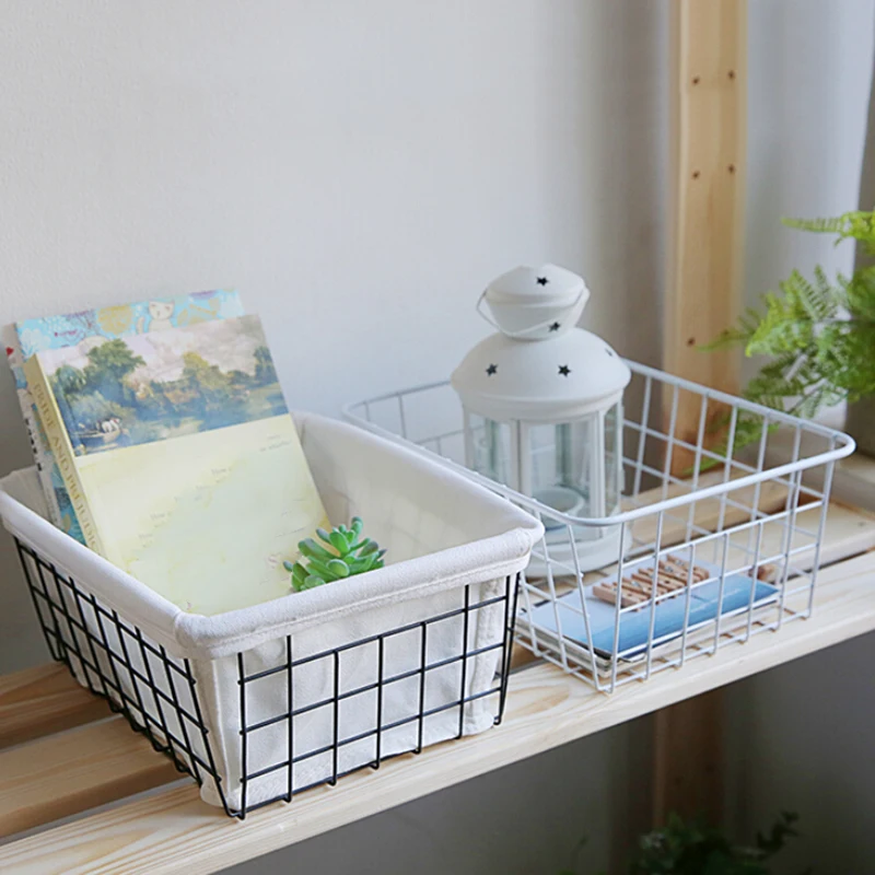 سلك معدني سلة التخزين مقابض الايداع قفص المنزل مكتب المطبخ 28*22*12 سنتيمتر