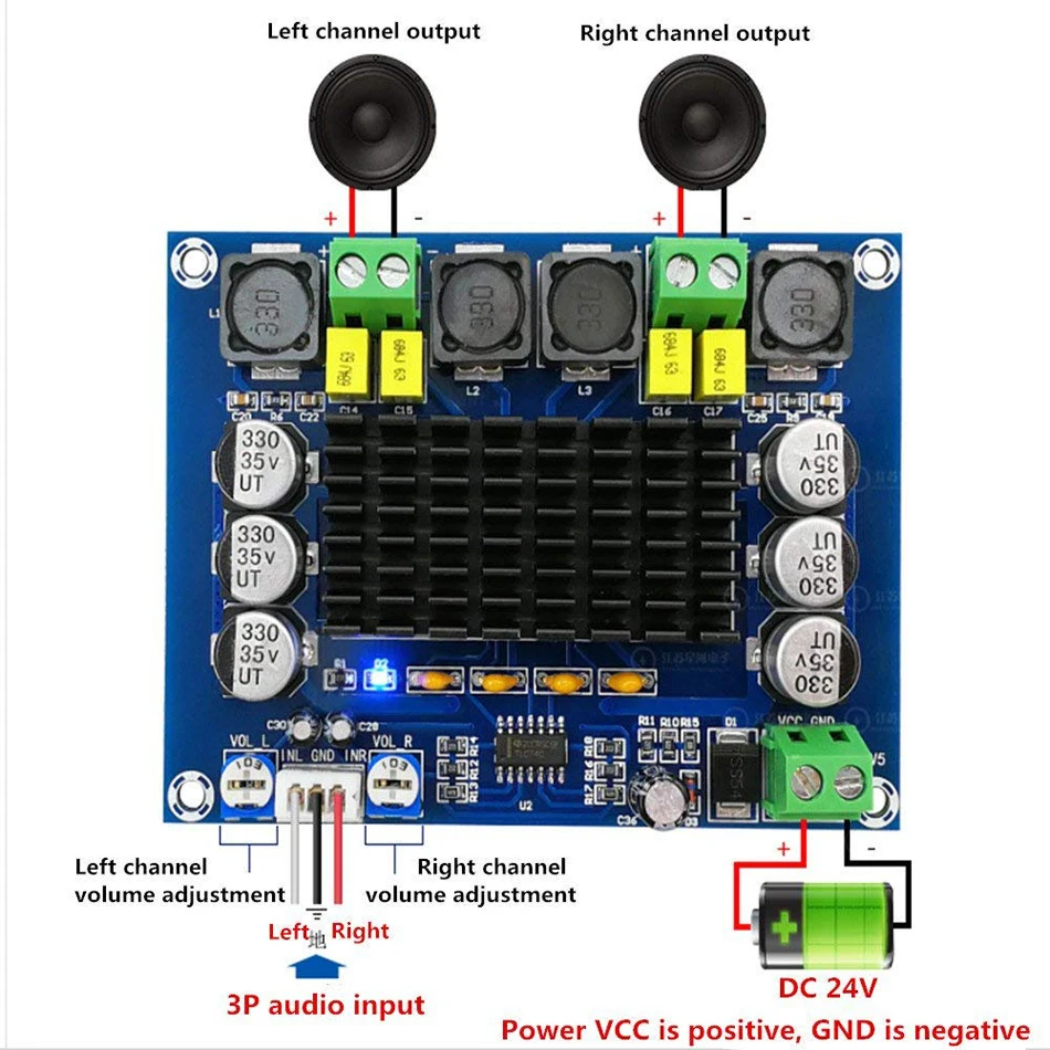 Двухканальная цифровая плата усилителя мощности TPA3116D2 2*120W XH M543|Усилители