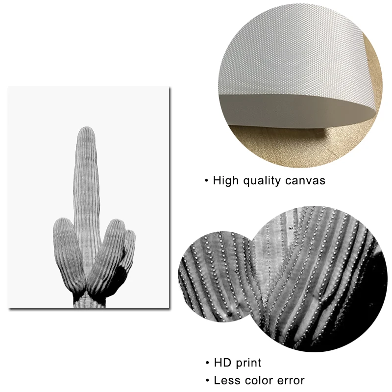 Скандинавский минималистский суккулент зеленые растения Холст Искусство черный и белый постер С КАКТУСОМ настенные картины гостиная современный домашний декор