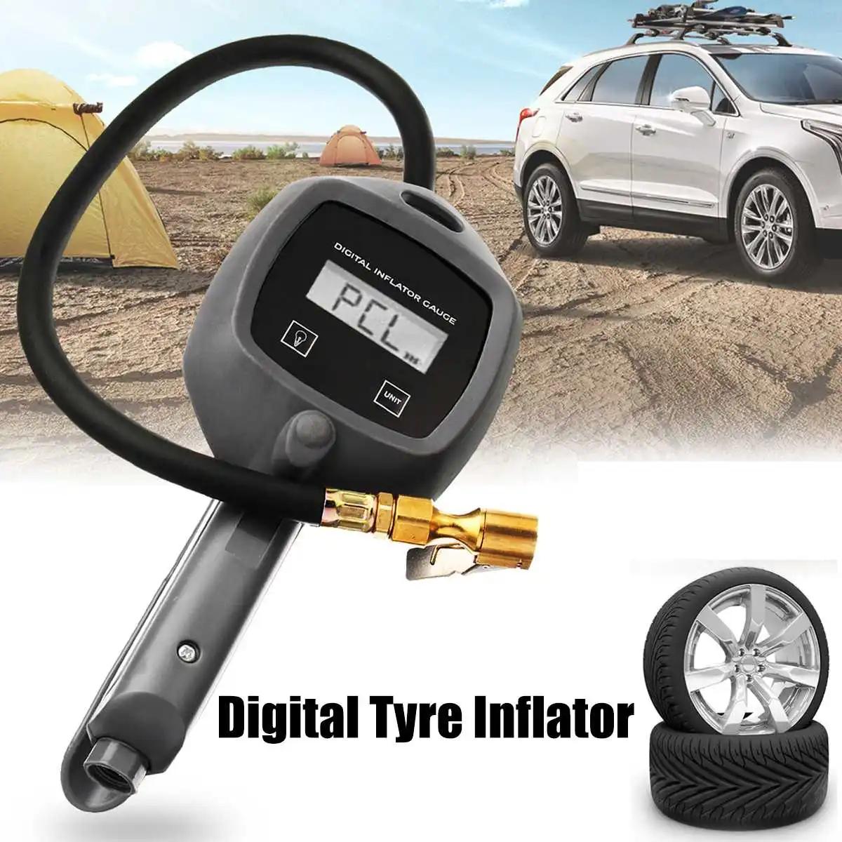 

High Precision Car Auto LCD Digital Tire Pressure Duage Meter Inflator PSI 0.5M Hose Tyre Gauges Tester Monitor Barometer
