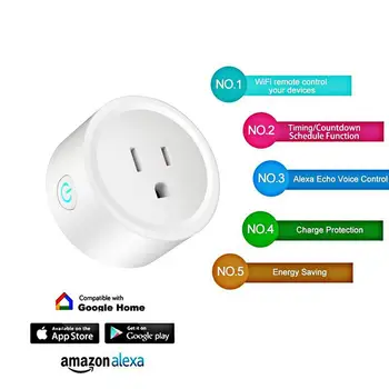 

US/UK/FR Smart Plug WiFi Power Socket For Amazon Echo Alexa Voice Control/Google Home/IFTTT Mobile Phone Timer Switch Socket