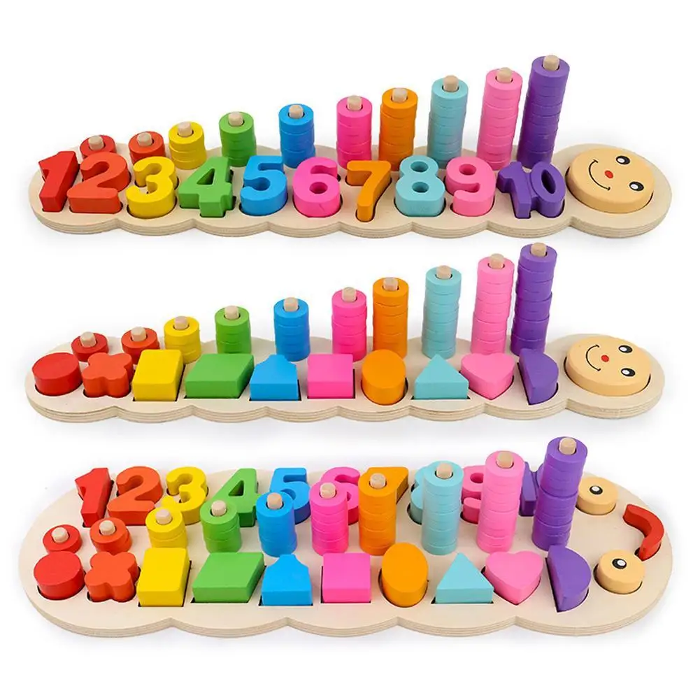 Дошкольное веселье Ранние Обучающие деревянные игрушки Обучение подсчитыванию цифр совпадение цифровой формы обучающая Математика игрушки