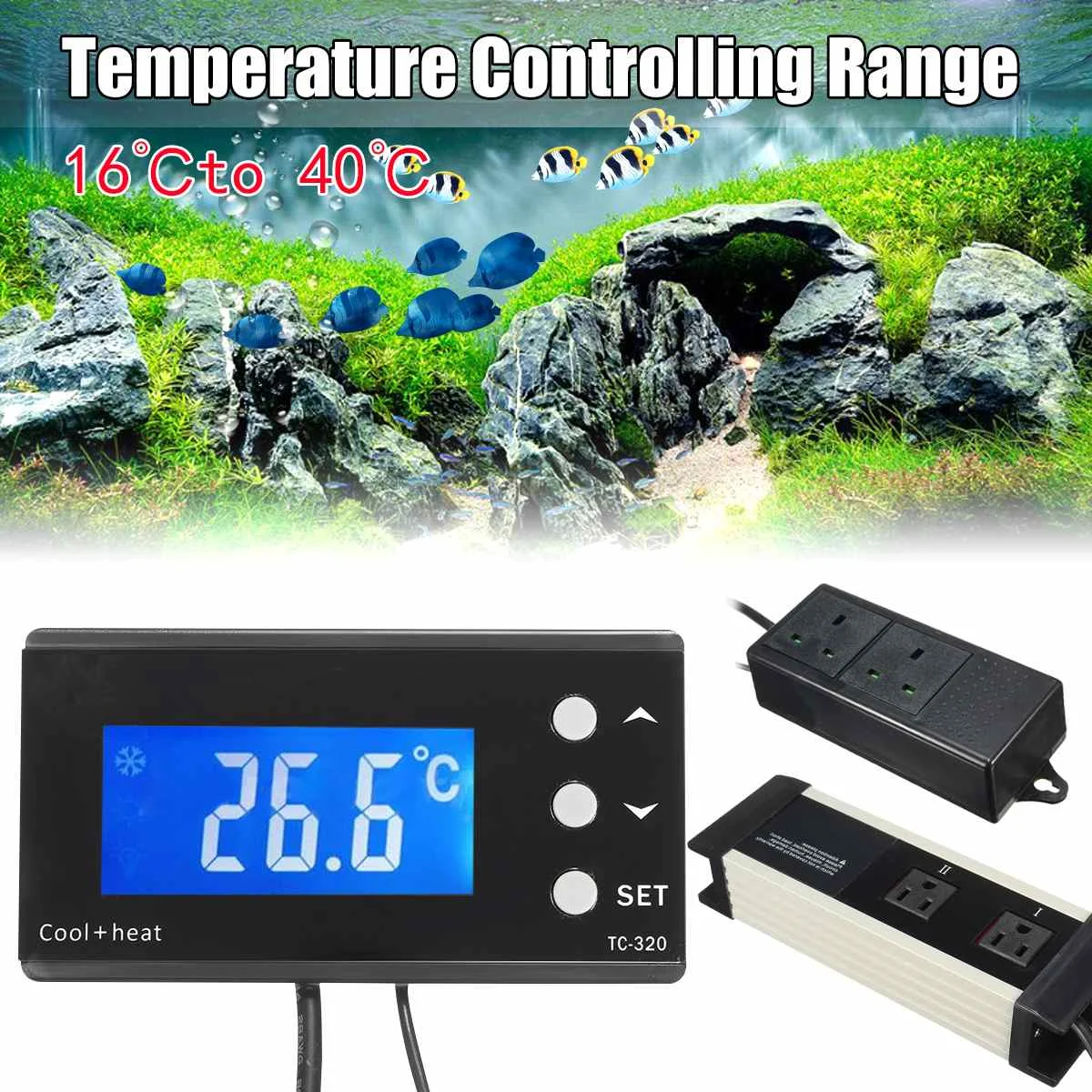 

1Pcs Aquarium thermometer Digital Temperature Thermostat with Plug and Universal Socket ON/OFF Regulator Temperature Controller