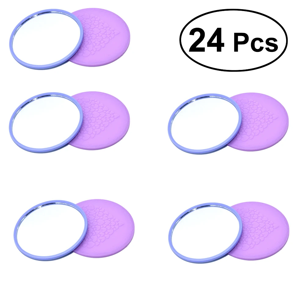 

24Pcs Portable Lovely Compact Pocket Mirror Round Shape Mini Mirror Lightweight Makeup Tools Glass Novelty for Girls Women