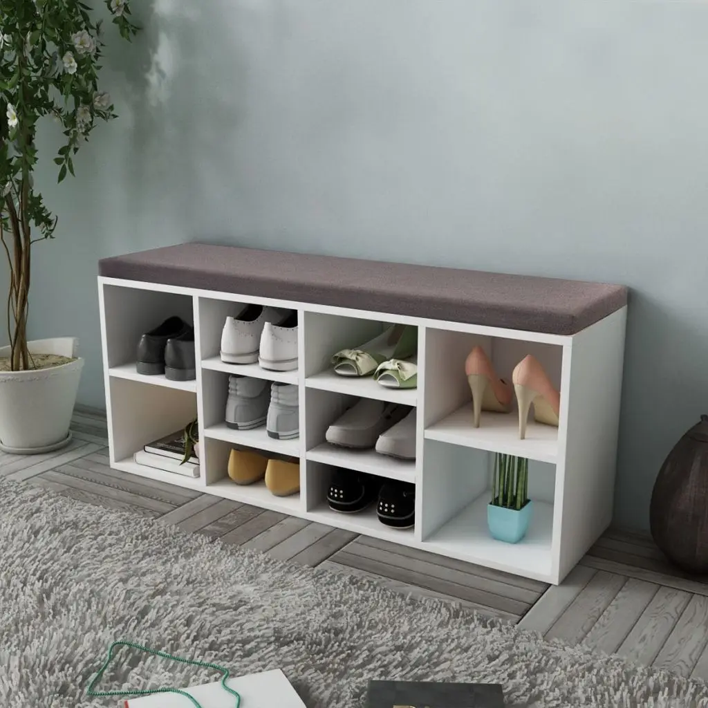 cheap Panana Shoe Bench Storage Cabinet with Cushion Seat Ottoman Foolstools Partition Plate Organiger Livingroom Furnitures